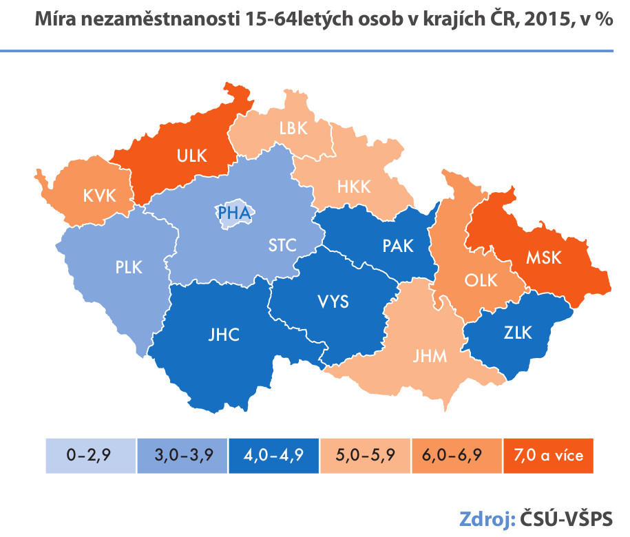 Míra nezaměstnansoti v ČR 2015